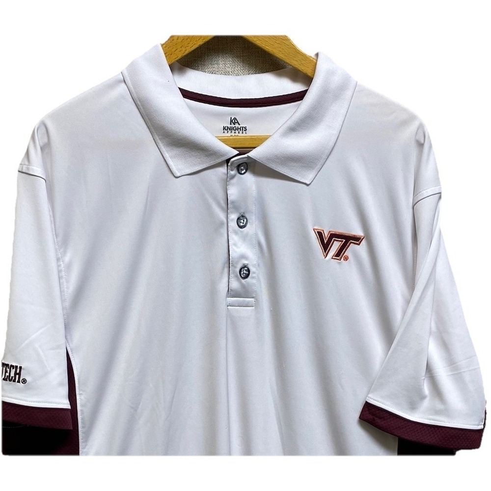 Knights Apparel Virginia Tech Hokies Polo Mens XL White Maroon Athletic Shirt